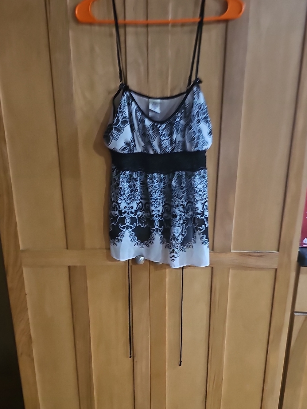 Black & White Printed Spaghetti-Strap Camisole